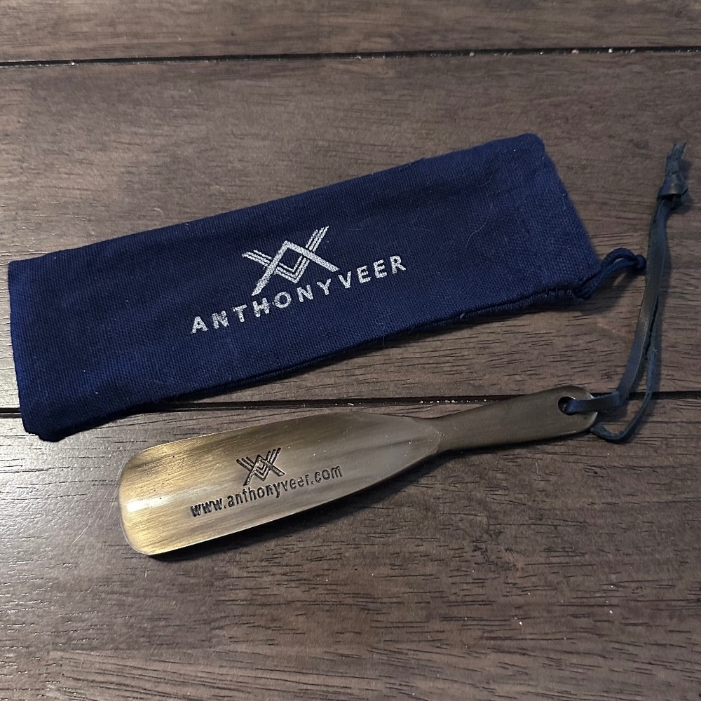 New In Bag Anthony Veer Gold Tone Brass Metal Shoe Horn 6.5"